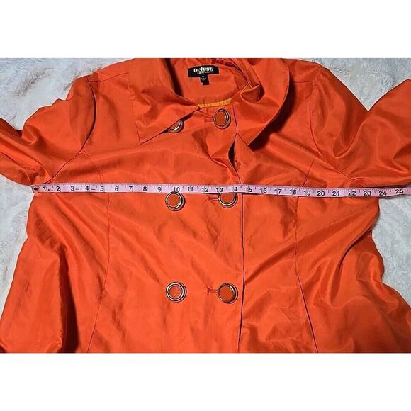 Twiggy London VTG Chic Rain Coat XL Bold Orange Retro Mod 60's Style Trench - Picture 13 of 15